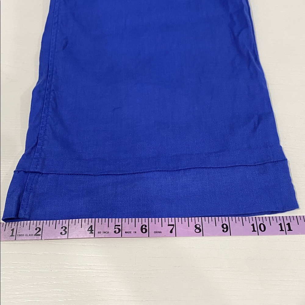 Level 99 Anthropologie Blue Linen Blend Wide Leg Trousers Size 29 - Picture 13 of 15